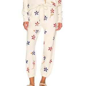 New  The Great. The Stadium Stamped Sweatpants  Washed White Western Floral Sz M